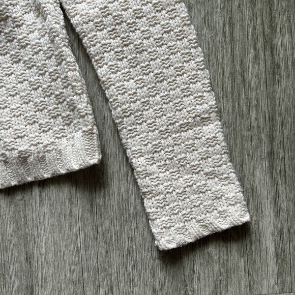 Lands’ End Cream Cable Knit Basketweave Button Down Cardigan Sweater Size Medium - Picture 4 of 8